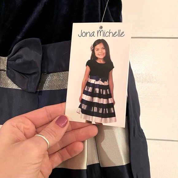 Navy blue, silver and white dress size 10 - Picture 6 of 6